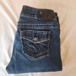 Silver Suki Surplus Boot Cut Jeans Size 29 L 30 Low Rise Dark wash